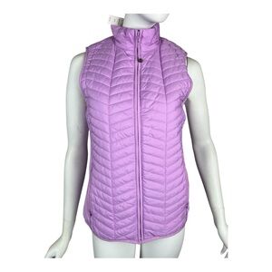 T by Talbots Size Small Petite PS Pink Vest Full Zipper Chevron Quilted NWT